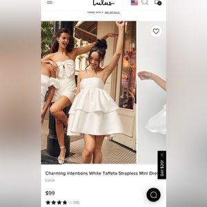 Lulu’s Charming Intentions White Taffeta Strapless Mini Dress - XS